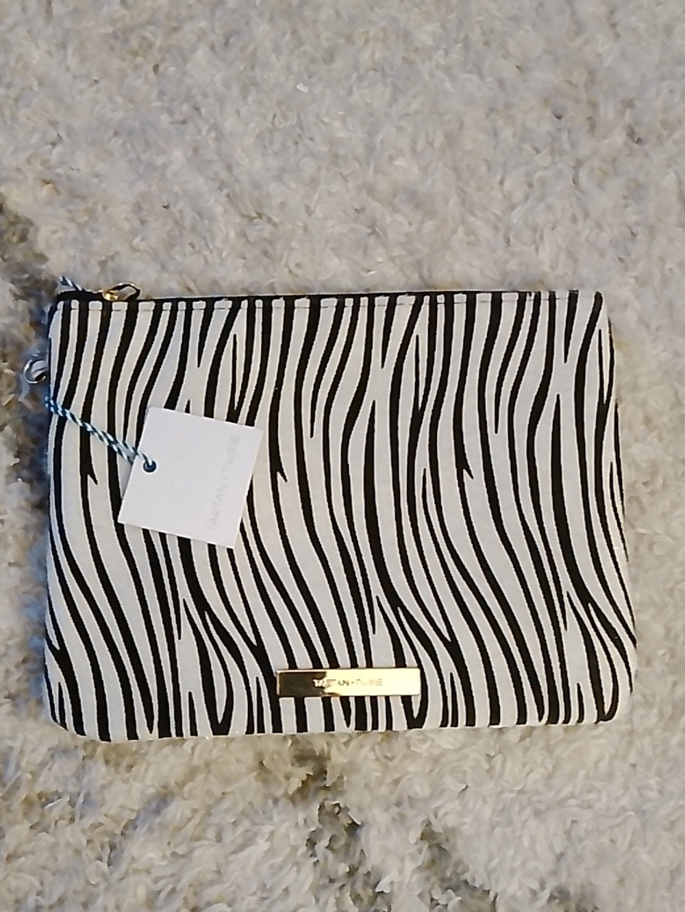 Tartan & TwineZebra-Print Cosmetic Pouch in Black & White